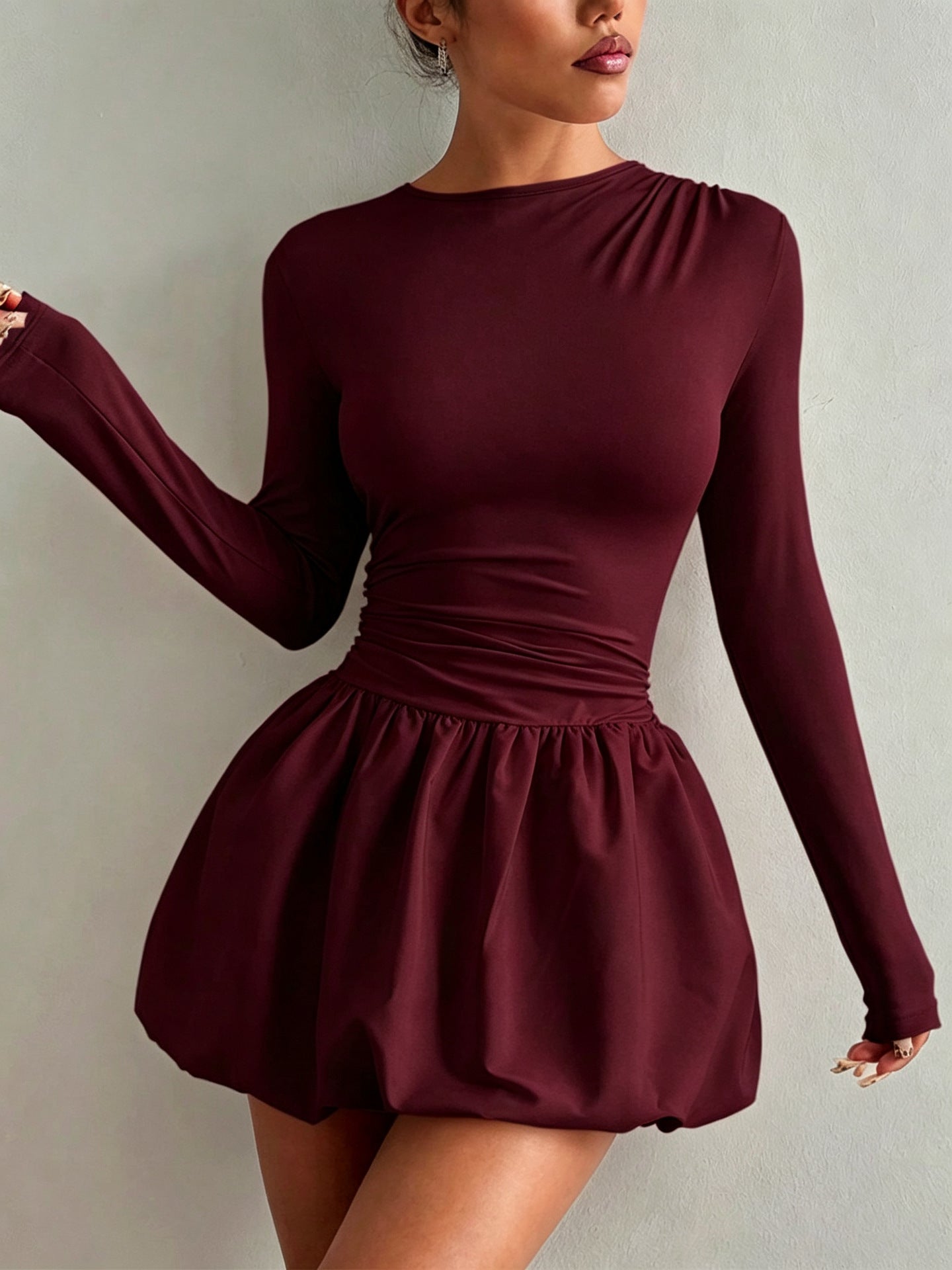 Long-sleeved flowing dress